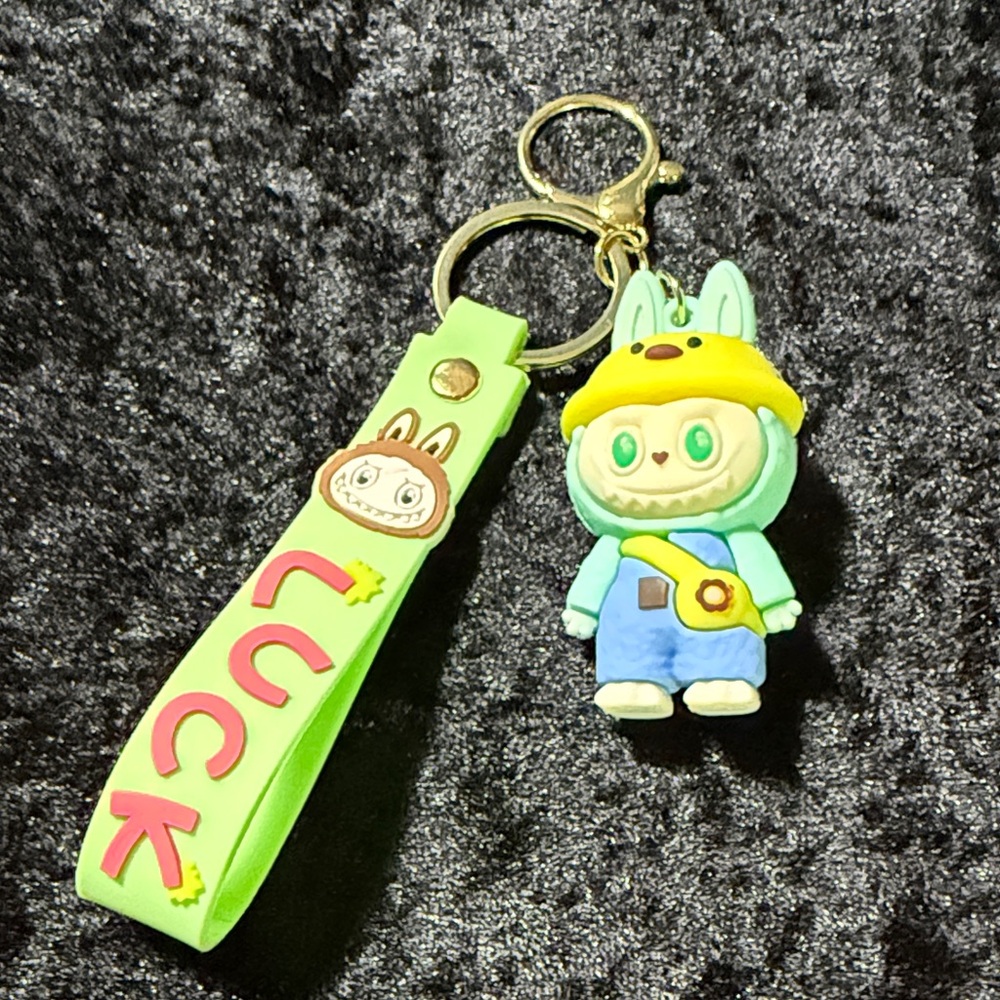 Labubu Inspired Vinyl Keychain Bag Charm Wristlet